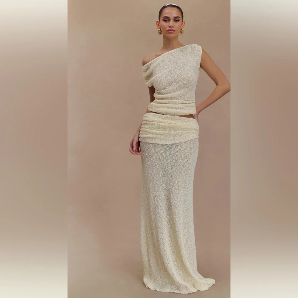 Meshki Cream Maxi Skirt & Knit Top Set - Picture 1 of 12